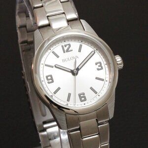 Bulova Casual Ladies Watch Silver Dial Arabic Numerals Stainless Bracelet 28mm